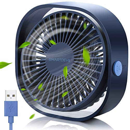 Mini USB Table Desk Personal Fan Fan USB Fan with Base Quiet Operating with 3 Speed for Home Office Metal Design Quiet Operation USB Cable Fan Color : Blue, Size : One-Size 